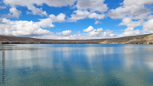 Lake Acigol in Karapinar district of Konya province in Turkiye, formed in a crater by an explosion in a volcanic area. Its water is bitter-salty due to magnesium sulphate. photo