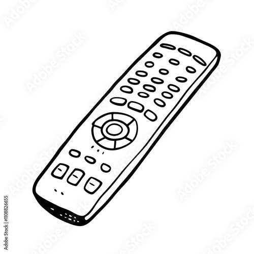 Simple Black and White Remote Control Vector Illustration for Electronics