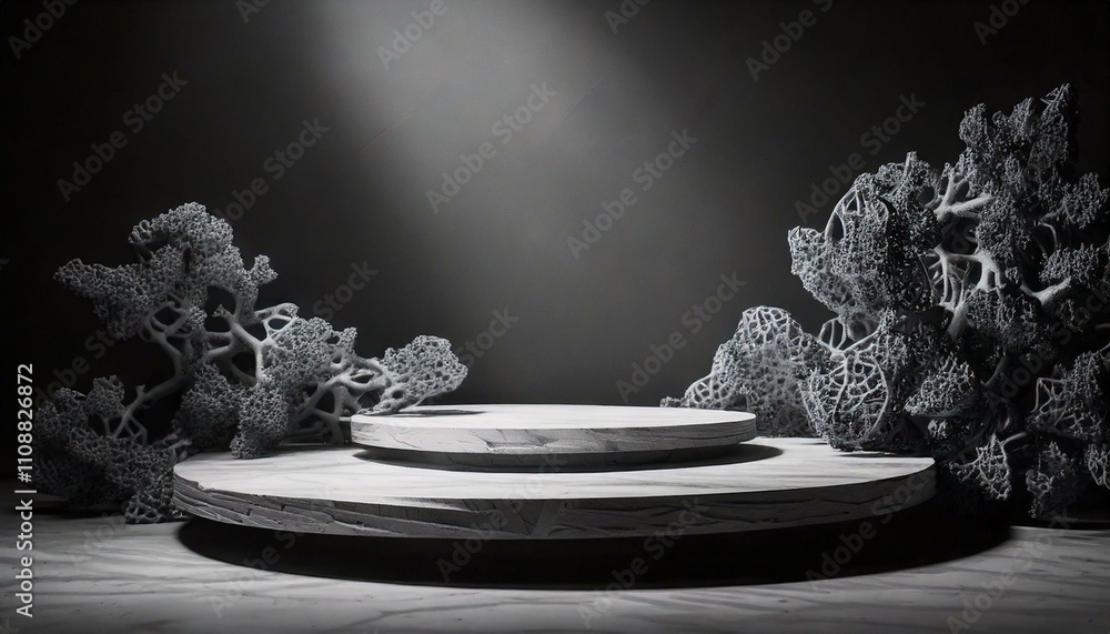 Naklejka premium 3D renderings for product displays, with copy space; black-white