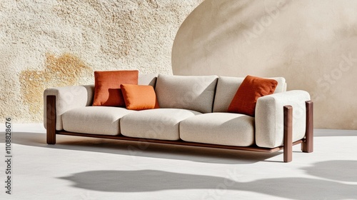 Modern Outdoor Sofa with Wooden Frame