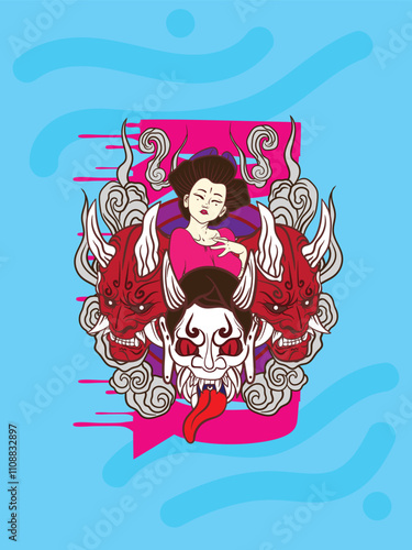 yokai is mean japanese ghost with japan style character