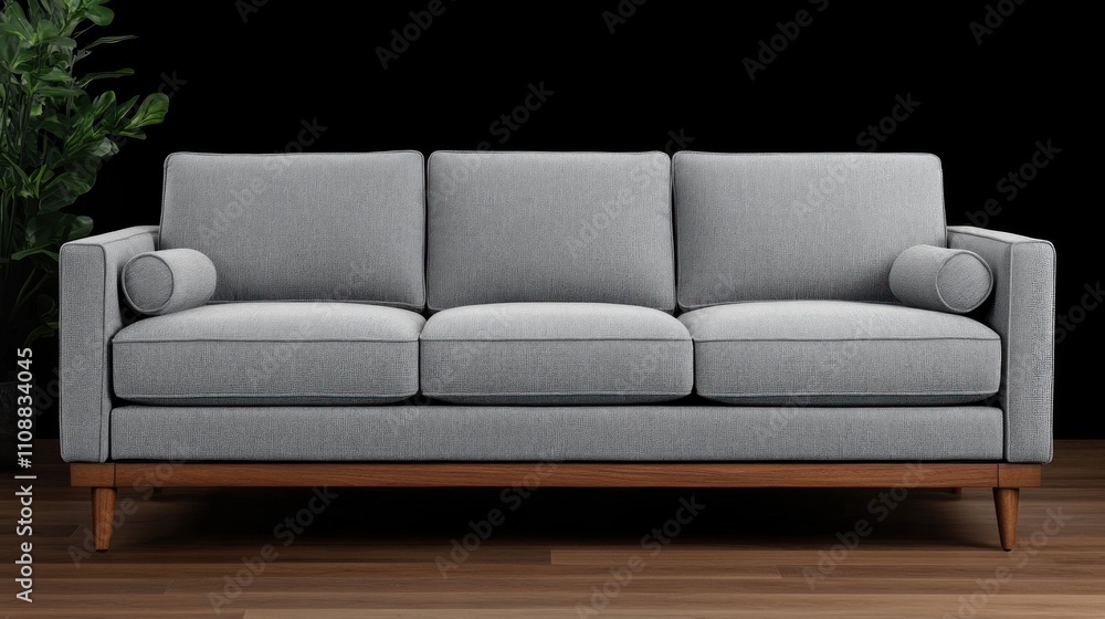 Fototapeta premium Modern Grey Sofa with Wooden Legs