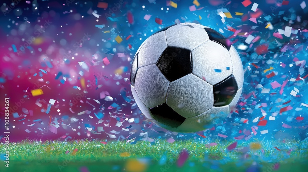 Fototapeta premium Soccer Ball Celebration Confetti Goal Victory Sports