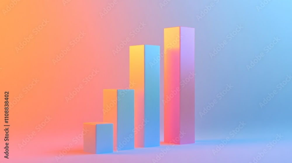 Fototapeta premium Colorful bar graph representing growth or data analysis