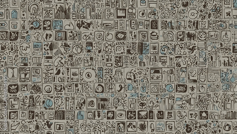 Fototapeta premium Seamless white illustration pattern, ideal for social media icons.