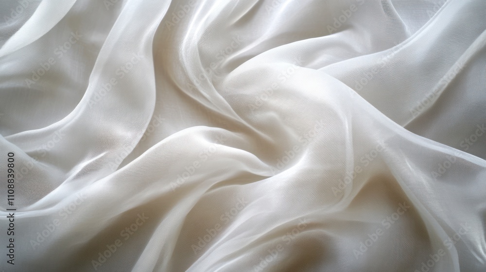 Obraz premium Soft, flowing white fabric creating an elegant, textured backdrop.
