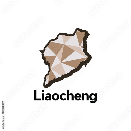 map of Liaocheng vector design template with colorful geometric style, national borders and important cities illustration design