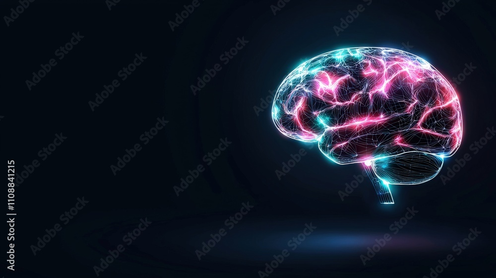Obraz premium Glowing AI Brain Neural Network Artificial Intelligence Abstract Concept