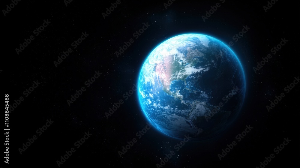 Obraz premium Stunning Earth from Space Blue Planet Globe Cosmos Galaxy Background