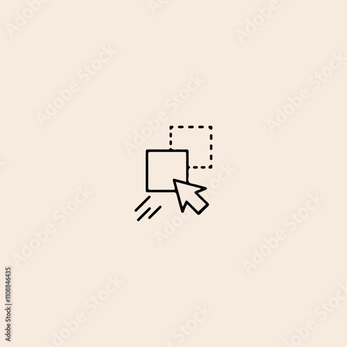 Drag and drop outlined icon set in black and white colors