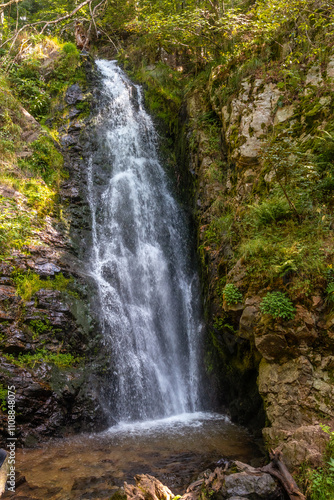 Upper part of the Todtnau waterfall in the Black Forest in Germany