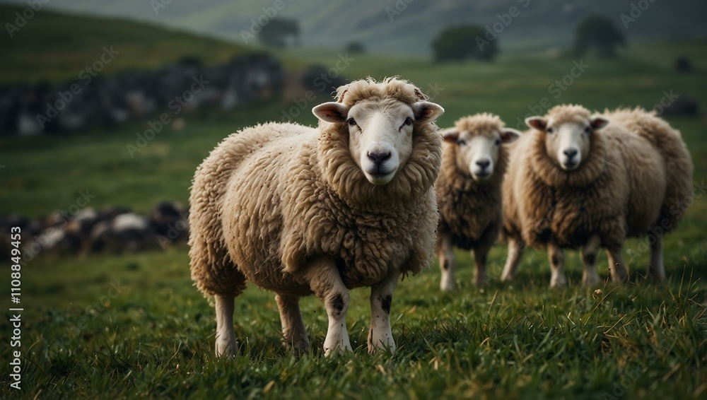 Fototapeta premium Sheep background wallpaper.