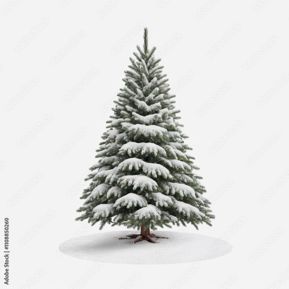 Fototapeta premium Christmas Tree with Snow isolated on white background