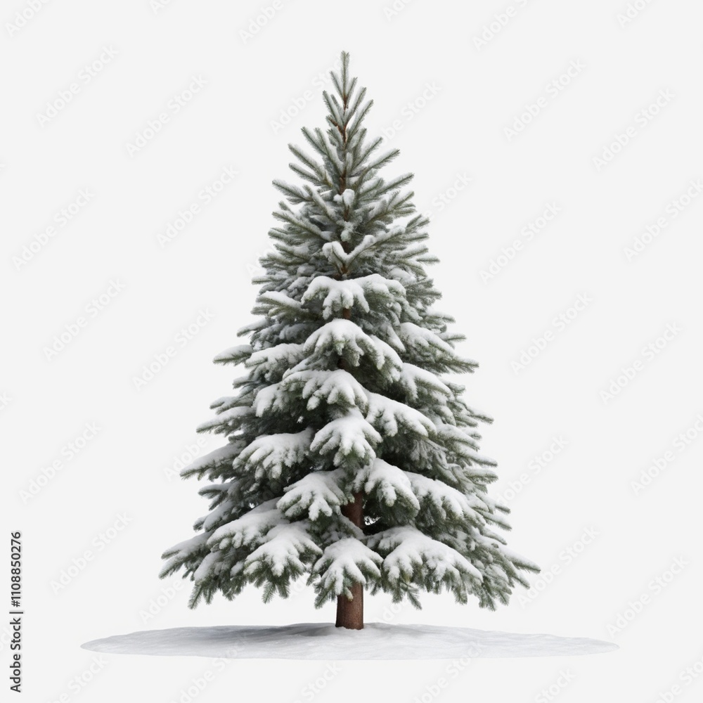 Fototapeta premium Christmas Tree with Snow isolated on white background