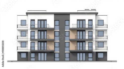 Modern Condominium Design with Balcony and White Exterior