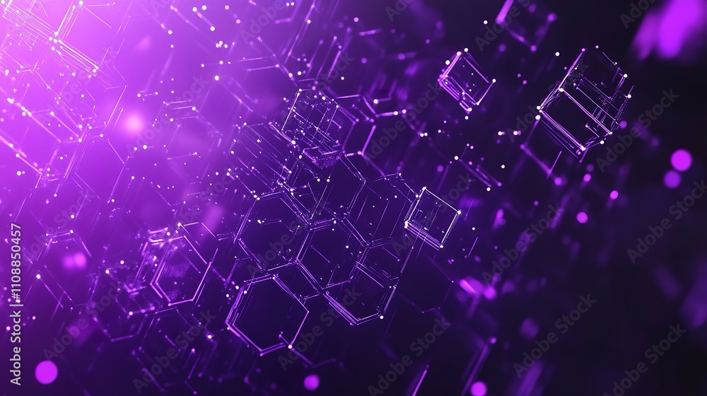 Obraz premium Dark Violet Hexagonal Technology Abstract Vector Background