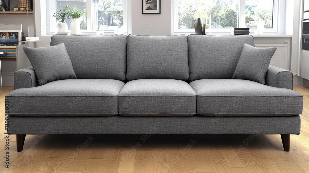 Fototapeta premium Modern sofa design in a bright living room home decor contemporary style cozy atmosphere