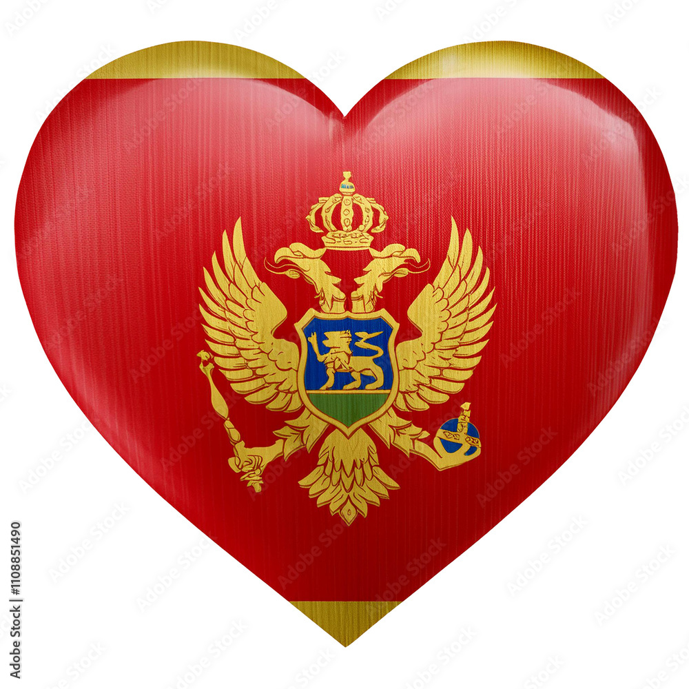 Montenegro flag in heart shape.