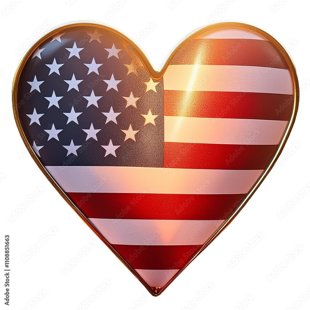 USA flag in heart shape.