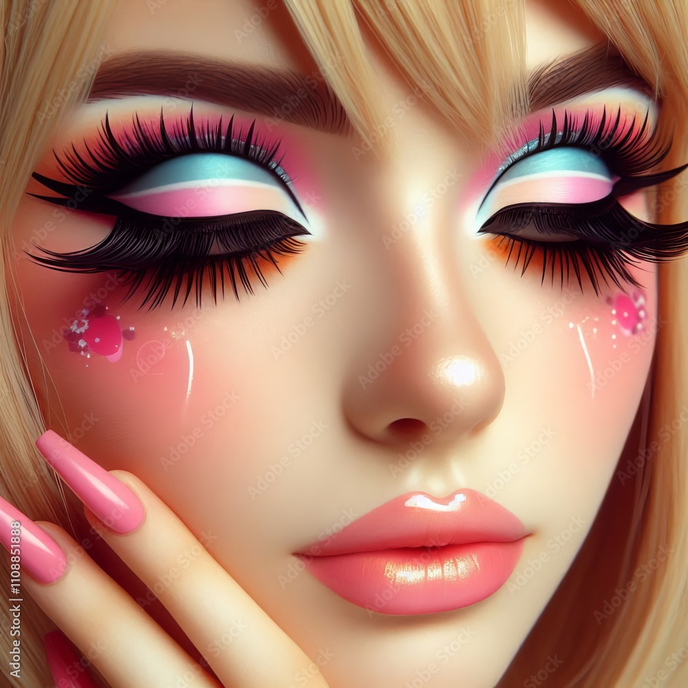 Anime Inspired Large exaggerated eyelashes pastel eyeshadows an Anime Inspired Large exaggerated eyelashes pastel eyeshadows an