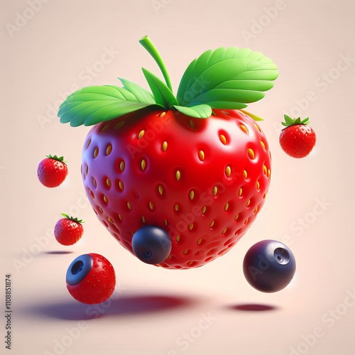 175 Animated Berry A digital animation of a berry bouncing rolli photo