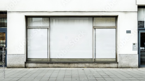 Modern storefront with glass doors and white background