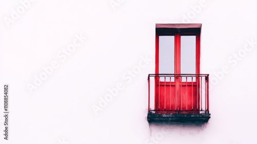 Red Balcony on White Wall for Relaxed Atmosphere