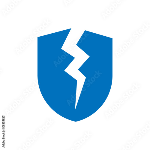 Broken shield icon Thin line illustration set