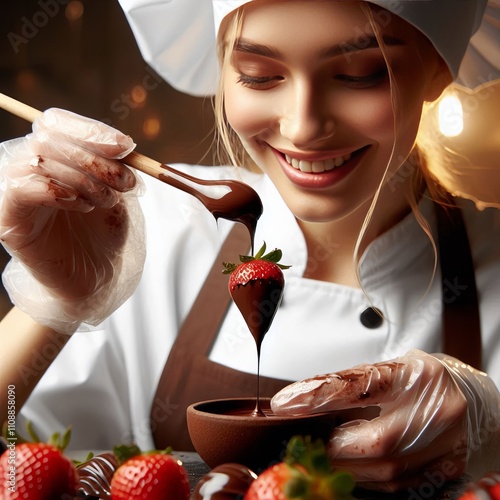 Wallpaper Mural 157 A chocolatier dipping a strawberry in rich melted chocolate Torontodigital.ca
