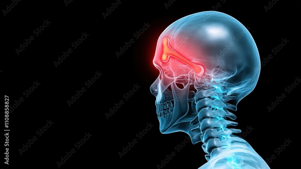 Human Skull Anatomy Frontal Bone Pain X Ray Medical Illustration Human Skull Anatomy Frontal Bone Pain X Ray Medical Illustration