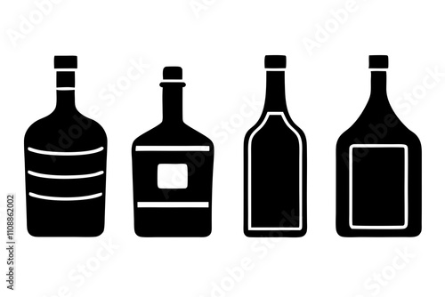 Rum Bottle | isolated silhouette vector illustration on white background