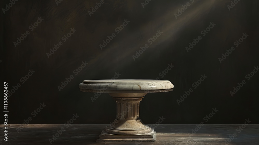 Elegant marble pedestal table in a dramatic studio setting. Perfect for displaying products or artwork. Elegant marble pedestal table in a dramatic studio setting. Perfect for displaying products or artwork.