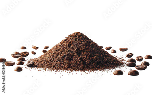 Freshly Ground Coffee for a Rich Flavor Experience Isolated on transparent background photo