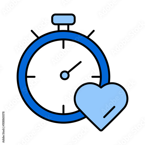 Increase Lifespan Icon – Clock with Heart Representing Longevity and Wellness