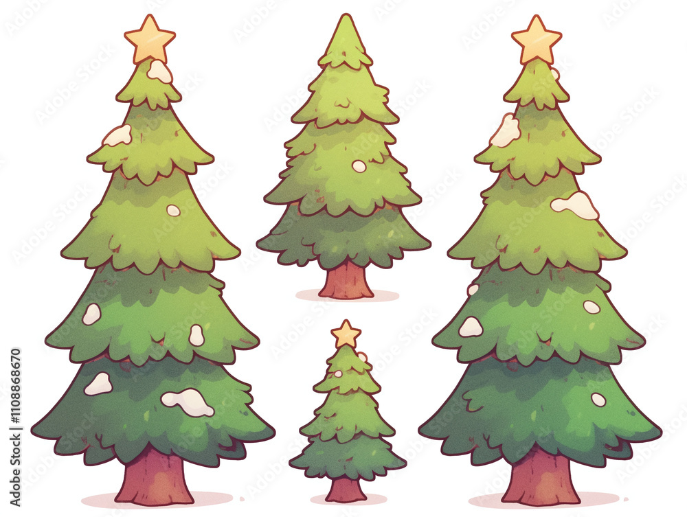 Fototapeta premium Christmas Tree Illustration Set