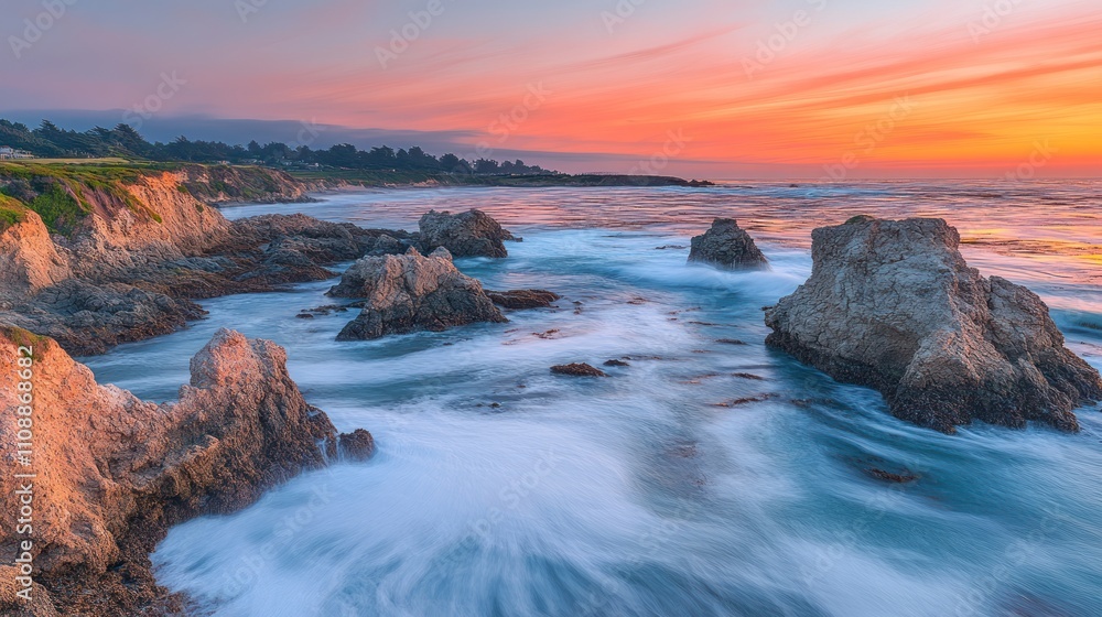 Fototapeta premium Spectacular Sunset over the Pacific Ocean, California Coastline