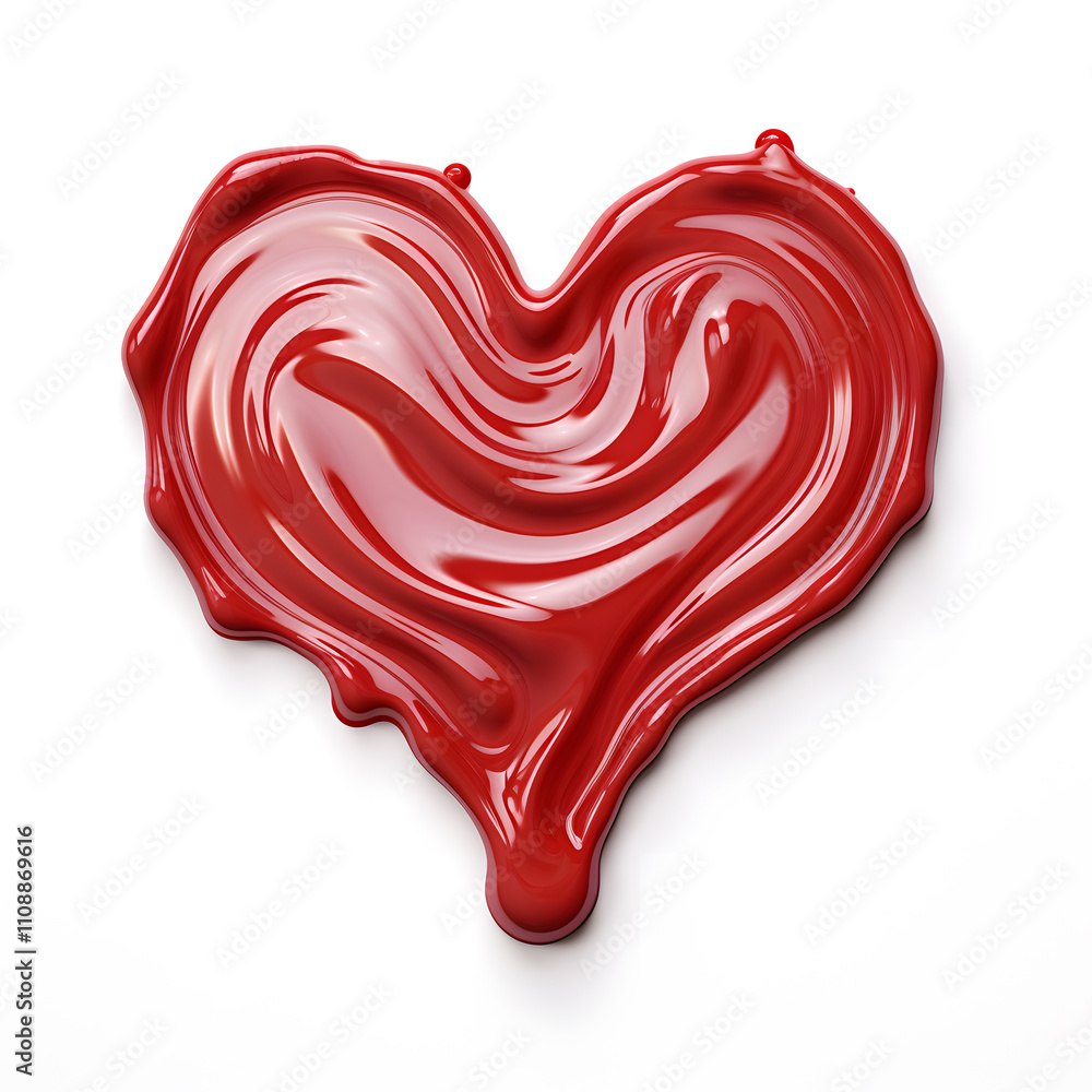Red paint heart shape isolated on a white background Red paint heart shape isolated on a white background
