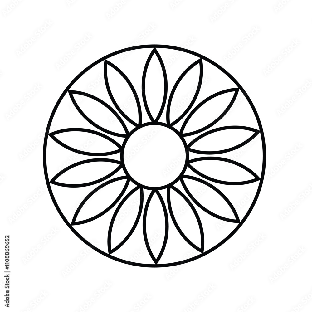 Round flower vector image with white background Round flower vector image with white background