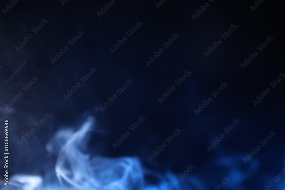 Fototapeta premium White and blue bright lines, green smoke on a dark background, colourful abstract, vibrant fog, minimalism, line of light