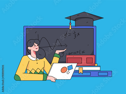 Character reading quietly vector concept operation hand drawn illustration
