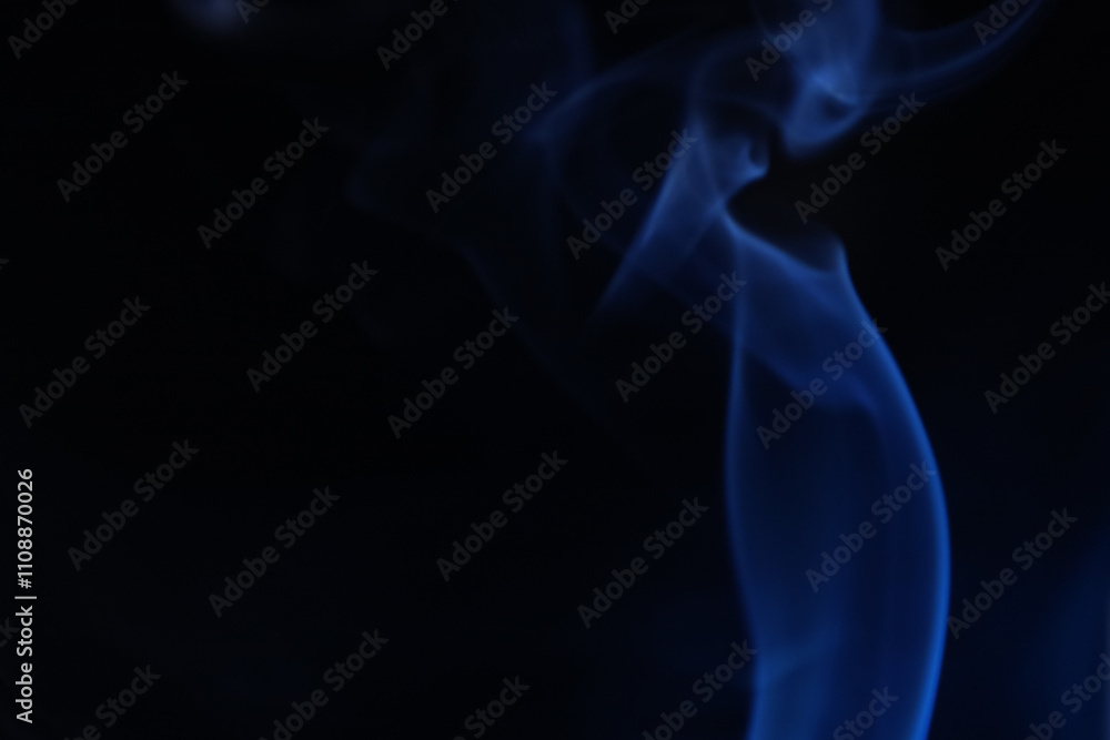 Obraz premium Navy blue coloured fog, bright lines, vibrant smoke on the dark background, colourful abstract, blue fog, minimalism, line of light