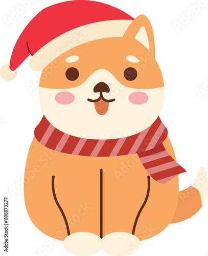 Festive Shiba Inu Dog Illustration for Christmas