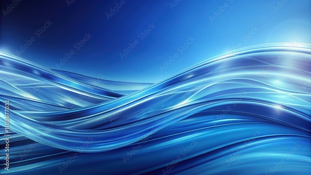 Fototapeta premium Abstract blue background with flowing waves, blue, abstract, background, waves, texture, design, pattern, wallpaper, smooth
