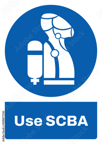 ISO mandatory safety signs sentence case text_use scba_portrait size a4/a3/a2/a1	 