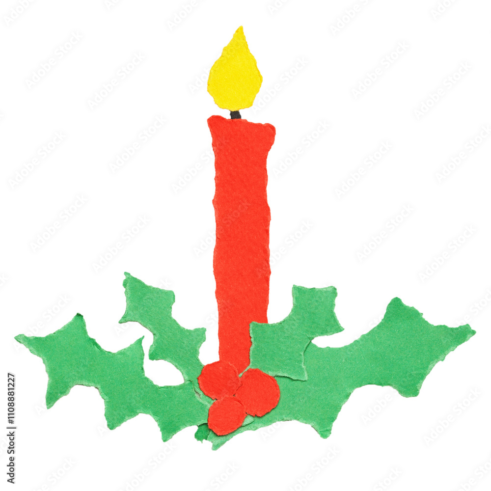Christmas Candle, Paper Tear, Christmas Ornaments