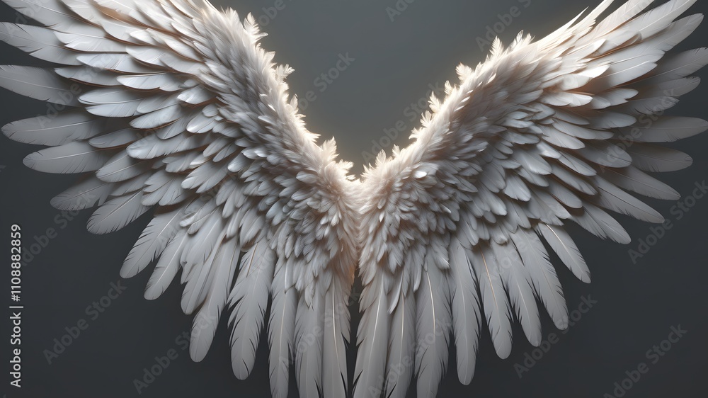Fototapeta premium Dream-like Realistic Angel Wings in Soft, Ethereal Light