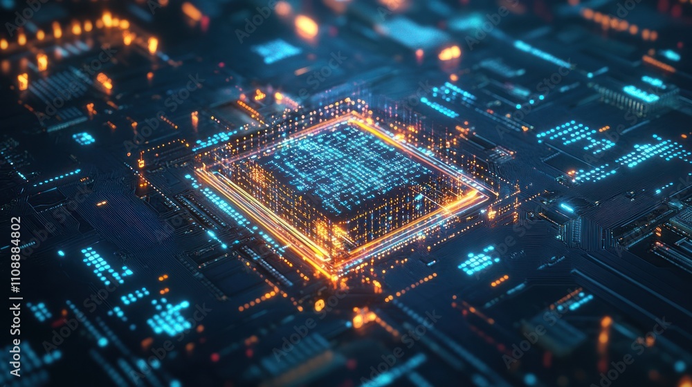 Obraz premium Futuristic circuit board with glowing elements 