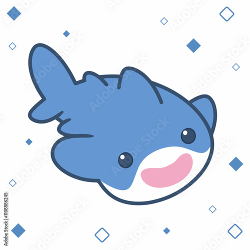 Cute Happy Whale Cartoon illustration Sticker emote Clip Art