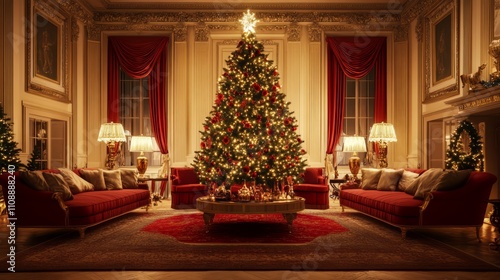 Wallpaper Mural A peaceful snowy landscape with a Christmas A modern living room with a minimalist Chri A magical indoor scene with a Christmas tre Torontodigital.ca