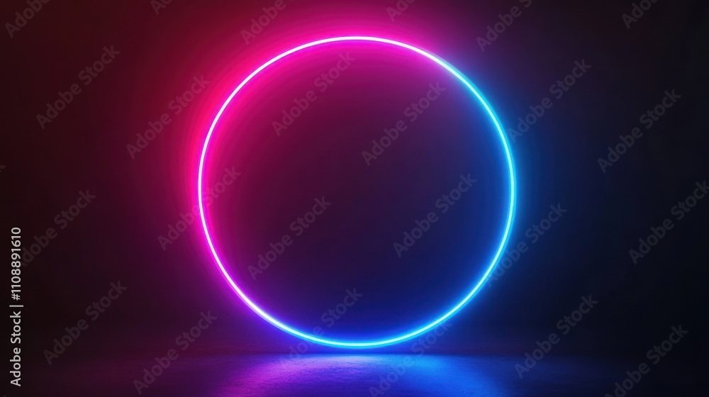 Obraz premium A glowing neon circle against a dark background, creating a futuristic ambiance.